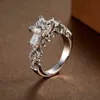 Vintage Princess Cut Lab Diamond Ring 925 Sterling Zilver Engagement Wedding Band Ringen voor Dames Bruids Fijne Party Sieraden 211217