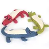 Jouet en peluche pour chien, 3 couleurs, en lin, à mâcher, couinement, dents propres, Puzzle Crocodile, bleu, rouge, vert