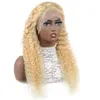 Allove Brazilian Body Wave 30 tum 13 * 1 Transparent Lace Front Wig Blond Färg 613 Mänskliga Hår Paryker Peruanska Straight Deep