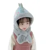 Down Tyg Barn Vinter Mössor Mössa Barn Söt Dinosaur Barn Fur Hat Scarf One Piece Boys Girls EarFlap Caps