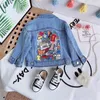 Мода Baby Girls Blue Tooling Denim Куртка для детей Осенняя Одежда Мальчики Мультфильм Печать Пальто Воесть 211011