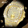 Montres-bracelets MISSFOX montre en or hommes Top marque Pp mode classique diamant glacé montres carrées Double cadran étanche horloge goutte