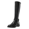 Meotina Autumn equitação botas Mulheres Natural de couro genuíno zip de salto quadrado joelho alta botas fivela redonda toe sapatos senhora inverno 43 210608