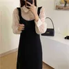 High Quality Sweet Girls Chic Gentle Shirts+Solid Fashion Sexy Long Dresses Two Piece Sets Suits 210525