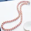 9-10mm South Sea Pink Pearl Necklace Choker 18 cali 925 Silver Zapięcie