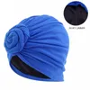 Copricapo da donna con turbante in cotone tinta unita in cotone con nodo superiore Cappellino Hijab interno con torsione africana Copricapo da donna Copricapo India Cappello Hijab