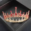 Barokowy Vintage Królewska Królowa Królowa Okrągły Kryształ Ślub Korona Bridal Tiaras i Korony Diadem Bride Włosy Akcesoria Biżuteria 210707