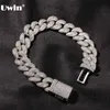 Uwin 14mm Kubańska Bransoletka Łańcucha AAA ICEd Out Cubic Cyrkon Bransoletki Dla Kobiet Luksusowy Hiphop Biżuteria Drop 211124