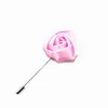 Dekoracyjne kwiaty wieńce 50 sztuk / partia Mężczyzna Groom Boutonniere Jedwabne Satin Rose Flower Men Buttonhole Wedding Party Prom Suit Corsage Pin Brooc