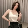 Summer Satin Silk Tank Tops Female Sexy Strap Basic Spaghetti Strap Tops Women Sleeveless Camisole Camis Vest Black White 210604