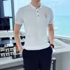 British Style POLO Shirts Men Summer Short Sleeve Business Casual Polo Shirts Embroidery Slim Social Gentleman Men Clothing 210527