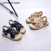 CCTWINS Enfants Chaussures Été Enfant Pu Cuir Plat Bébé Filles Mode Princesse Sandales Enfant Marque Chaussures Souples Noir PS837 210326