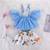 Deux pièces costume bébé vêtements camisole veste citron enfants impression jupe courte femme vêtements ensembles été 24ty K2