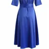 Plus Size Women Shirt Dresses Half Sleeve A Line High Waist with Sashes V Neck Casual Robes Knee Length Office Lady Wear XXXL 210527