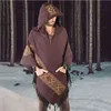 Fashion Men Cloak Coat Hooded Vintage printed Tassel Cape Streetwear Oversize Poncho V Neck Loose Coat Irregular Men Long Trench G1007