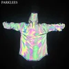 Kleurrijke reflecterende mannen / vrouwen jasje glanzende regenboog hoodie mannen cool party heren jassen en jassen sport casual hiphop mannen uitloper 210524