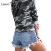 LIOOIL Denim Shorts Plus Storlek Casual Skinny Bomull Mid Waisted Fashion Knapp Fickor Tassel Kvinnor Sexig Jean 210621