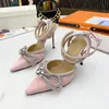 Yay Peri İpek Yüksek topuklu sandalet soba borusu eseri seksi moda kentsel stil işyeri esansiyel 35-42 topuk yüksekliği ile eşleştirilebilir 9.5cm kristal elmas