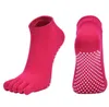 Mode Warm Zomer Herfst Unisx Vrouwen Antislip Siliconen Sokken Outdoor Gym Sports Yoga Vijf Vinger Pure Cotton Sok Teen Basketbal Wandelen Sox Slipper 5 Kleuren