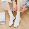 5 pares de crew sock pack sólido meia de algodão ita branco branco joelho alto meias streetwear harajuku frilly meias 210720