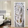 Grandes murais 2 pçs / set PVC impermeável porta adesivo 3d estereoscópico arte estátua sala de estar quarto decoração mural wallpaper 210317