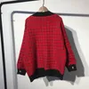 Haute qualité automne hiver Vintage femmes pull Cardigan coréen lâche Plaid pulls surdimensionné tricoté Pull veste manteau 210514