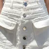 Grande taille blanc Denim Shorts jupes femmes en vrac 5xl taille haute simple boutonnage jean femme une ligne large jambe courte 210722
