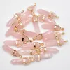 Charms in pietra naturale rosa bianco cristallo esagonale Heexing Reiki Pendants Pendenti per il processo di gioielli