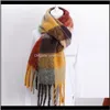 Wraps Hats, Scarves & Gloves Fashion Aessorieswomens Artificial Cashmere Scarf Long Tassels Plaid Autumn Winter Warm Shawl Drop Delivery 2021