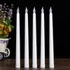 Pack of 12 Yellow Flickering Remote LED Candles light Plastic Flameless Remoted Taper Candle bougie leds For Dinner Party Decorati3158