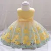 Sommarblomma Tjej Klänning Prinsessan Christening Födelsedag Klänning För 1 år Baby Girl Party Wedding Prom Dress Vestidos 12 24 Månad G1129