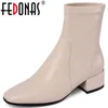 Concise Basic Shoes Woman Heels Autumn Winter est Genuine Leather Ankle Boots Ladies Casual Prom 210528
