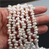 Wywiercona boku słodkowodna biała pasmo perłowe do biżuterii tworząc DIY Bransoletę Naszyjnik 5 pasm