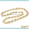 Halsband hängar juvelerisize mode smycken 316l rostfritt stål guld "s" form kaffebönor kedja män kvinnor halsband eller armband 7-40 "