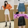 Kjolar mode streetwear vinter pu läder kjol kvinnlig koreansk stil hög midja mini jupe femme blixtlås bodycon latex damer