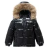 Mode hiver doudoune pour garçons vêtements pour enfants épaissir manteaux de survêtement vraie fourrure à capuche enfants 1-16Y 211203