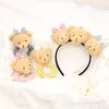 Bebê fofo meninas dos desenhos animados acessórios de cabelo outono inverno arco urso crianças pêlos varas crianças bownot pelúcia princesa elastic hairband d146