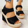 WEES Kadınlar Yaz Sandalet Platformu Dantel Topuk Peep Toe Moda Rahat Düğün Açık Burun Kadın Ayakkabı Bayanlar Sandalet Artı Boyutu X0526