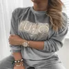 Spring Women Velvet Set Vinter Varm Sweatshirt och Casual Långbyxor Passar Kvinna Sequin Letter Tryckt Två Piece Set TrackSuit 210930