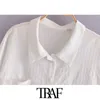 Moda damska z kieszeniami Luźne bluzki Vintage Długie Turn-Up Rękawy Button-Up Koszulki Blusas Chic Topy 210507