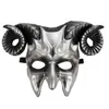 Halloween Mardi Gras Party Horror Half Face Mask pour Adultes Hommes Femmes Cosplay Ox Corne Masques Masquerade Ball Props WHDB21734A