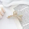Metall Fish Tail Geometry Clamps Crystal Pearls Hair Claw For Women Elegant Rhinestone Ponytail Clips Barrettes