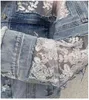 Мода Женщины дыра джинсовые куртки пальто весна лето джин лоскутная кружевная вышивка тонкий свободный 210519