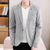 Wiosna Jesień Mężczyźni Blazers Biznes Dorywczo Kostium Kurtka Koreański Slim Solid Colors Streetwear Płaszcze Społeczne Kostium Homme 210527