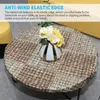 Living Room Furniture Round Vinyl Flannel Backed Table Cover Elastic Edge Tablecloth For 37-55" Table