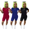 Plus Size Women Sports Tracksuits Shorts Duas peças Conjuntos Casual Running Ternos de Verão de Verão Manga Curta T Camisas + Mini Calças Jogger Suit S-2XL 4652