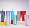 Kupalar Çift Katmanlı Durian Kupası Tumblers Elmas Radyant Tanrıça Saman Kahve Yaz Soğuk Tumbler Çivili 710ml / 24oz YFAX3111