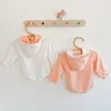 Spring Autumn Infant Baby Girls Letter Wing Hooded Rompers Clothing Kids Girl Long Sleeve Clothes 210429
