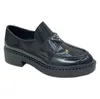 Дизайнерские модельные туфли Мягкие мокасины из воловьей кожи Резиновые кроссовки на платформе Высококачественная повседневная обувь Черная лакированная кожа Массивные слипоны с круглым носком