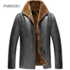 Pu Leather Jacket Mens Plus Velvet Warm Stand Collar Retro Coat Casual Vintage Thick Solid Oversized Outwear Men Jacket 210524